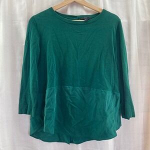 COS Womens Top Blouse Green Button‎ Back 3/4 Sleeve Small S Knit Silk